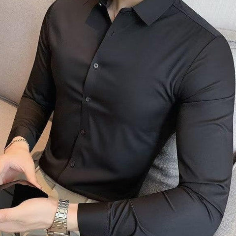 Camisa Casual Sem Costura – Seda Leve, Alta Elasticidade, Caimento Premium