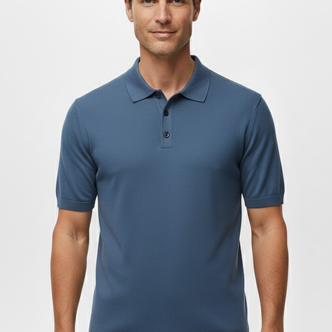 Camisa Polo Masculina em Seda Gelo