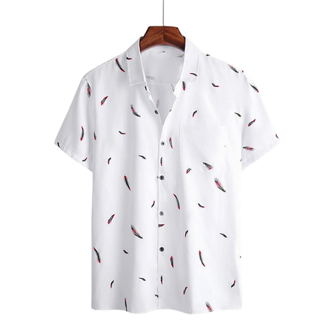 Camisa Manga Curta Estampada Feathers