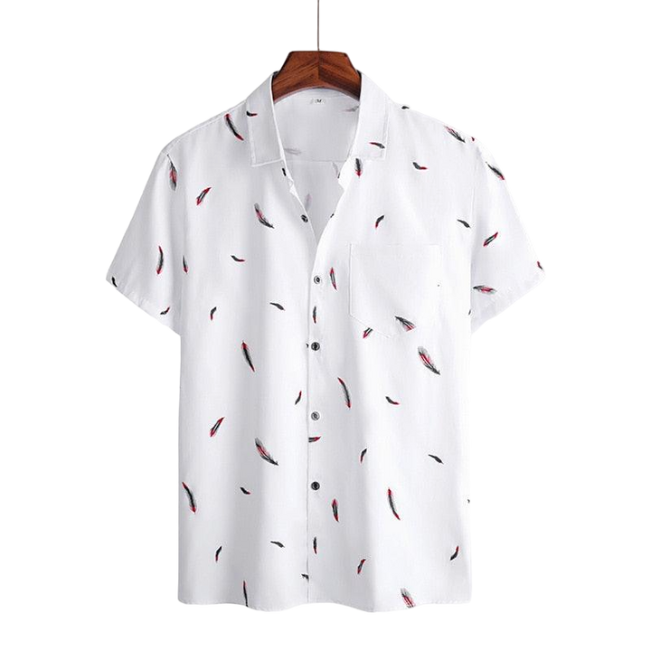 Camisa Manga Curta Estampada Feathers