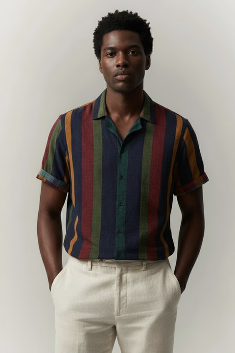 Camisa Manga Curta Leve Listrada