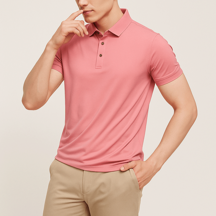 Camisa Polo Masculina em Seda Gelo